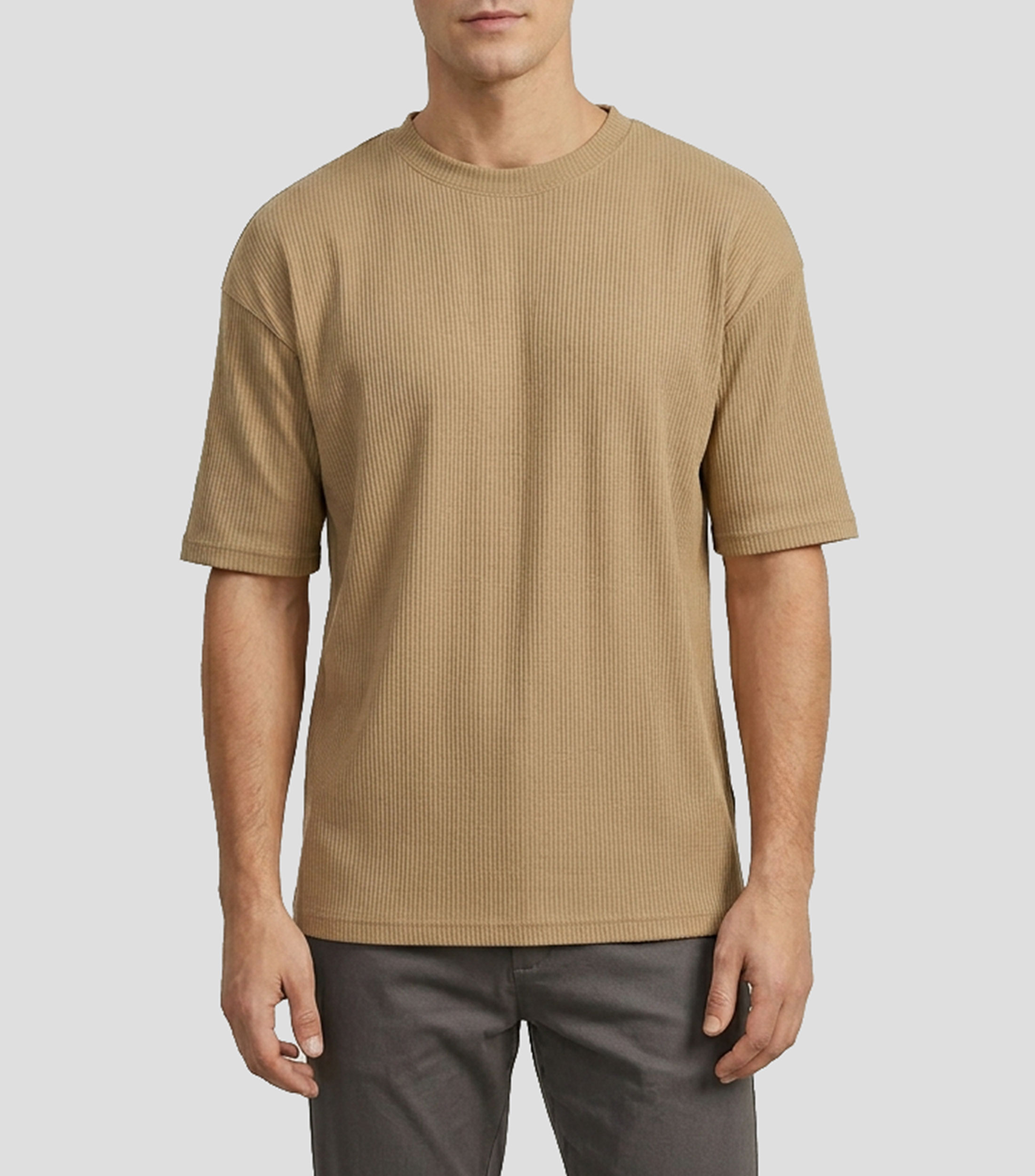Playera cuello redondo manga corta sólida Hombre